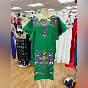 Puebla Tradicional Green Plus Size Dress